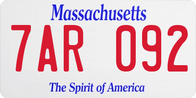 MA license plate 7AR092