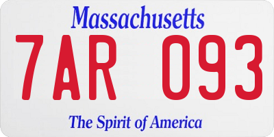 MA license plate 7AR093