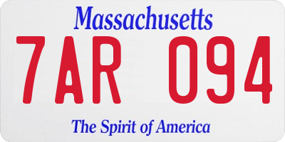 MA license plate 7AR094