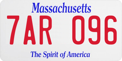 MA license plate 7AR096