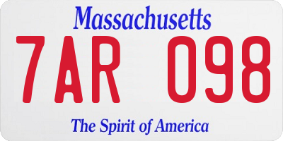 MA license plate 7AR098