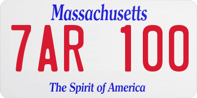MA license plate 7AR100