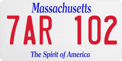 MA license plate 7AR102