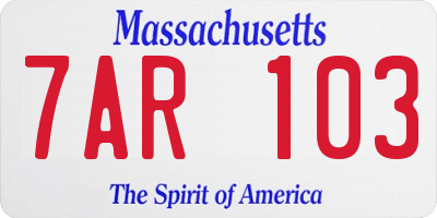 MA license plate 7AR103