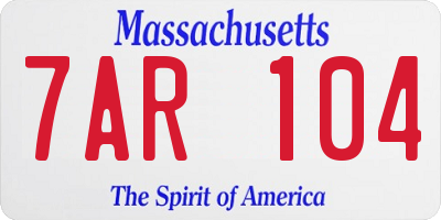 MA license plate 7AR104