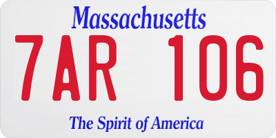 MA license plate 7AR106
