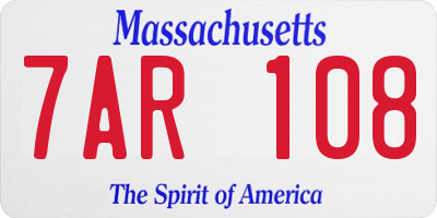 MA license plate 7AR108