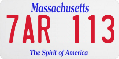MA license plate 7AR113