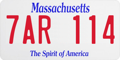 MA license plate 7AR114