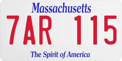 MA license plate 7AR115