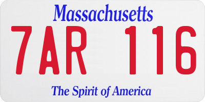 MA license plate 7AR116