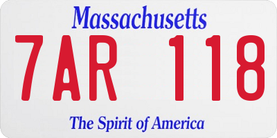 MA license plate 7AR118