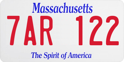 MA license plate 7AR122