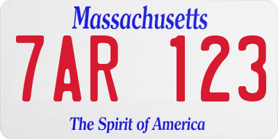 MA license plate 7AR123
