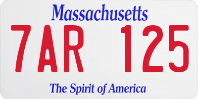 MA license plate 7AR125