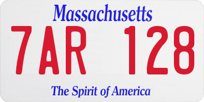 MA license plate 7AR128