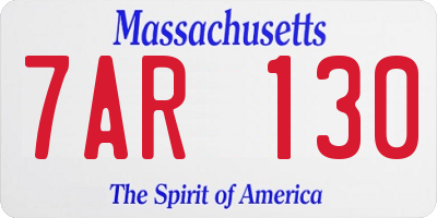 MA license plate 7AR130