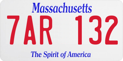 MA license plate 7AR132