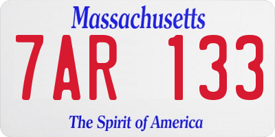 MA license plate 7AR133