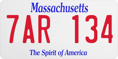 MA license plate 7AR134