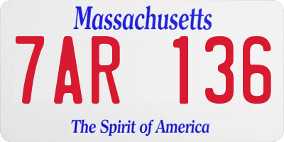MA license plate 7AR136