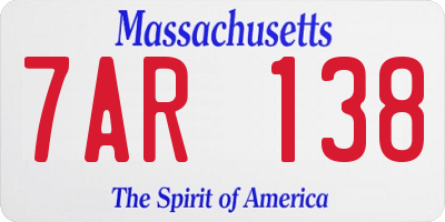 MA license plate 7AR138