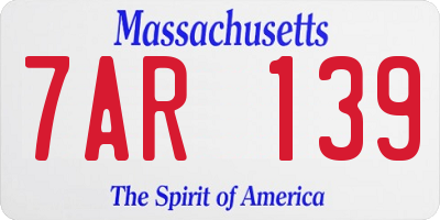 MA license plate 7AR139