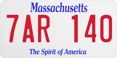 MA license plate 7AR140