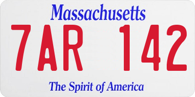 MA license plate 7AR142