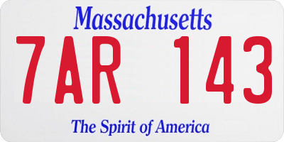 MA license plate 7AR143
