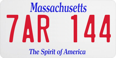 MA license plate 7AR144