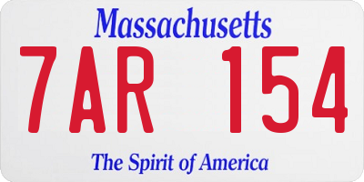 MA license plate 7AR154