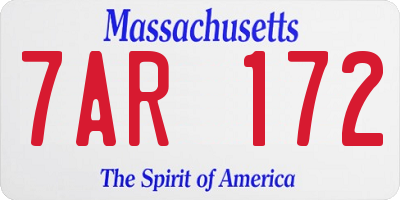 MA license plate 7AR172