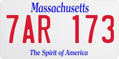 MA license plate 7AR173