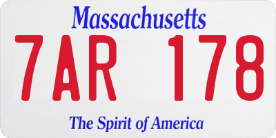 MA license plate 7AR178