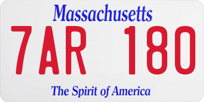 MA license plate 7AR180