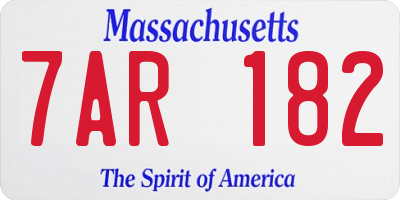 MA license plate 7AR182