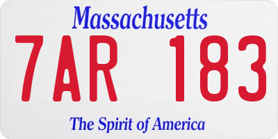 MA license plate 7AR183
