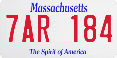 MA license plate 7AR184