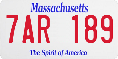 MA license plate 7AR189