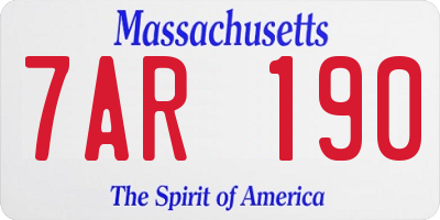 MA license plate 7AR190