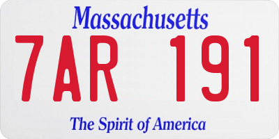 MA license plate 7AR191