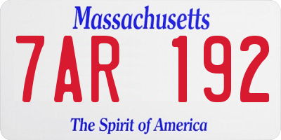 MA license plate 7AR192