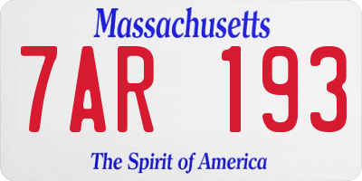MA license plate 7AR193