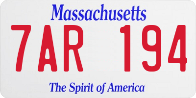 MA license plate 7AR194