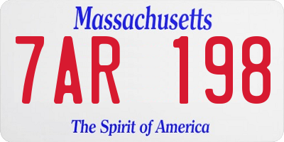 MA license plate 7AR198