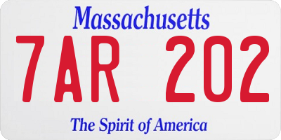 MA license plate 7AR202