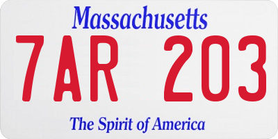 MA license plate 7AR203