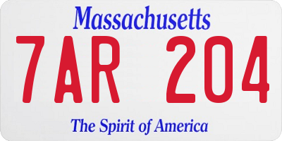 MA license plate 7AR204