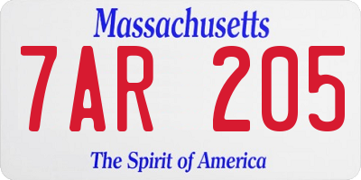 MA license plate 7AR205